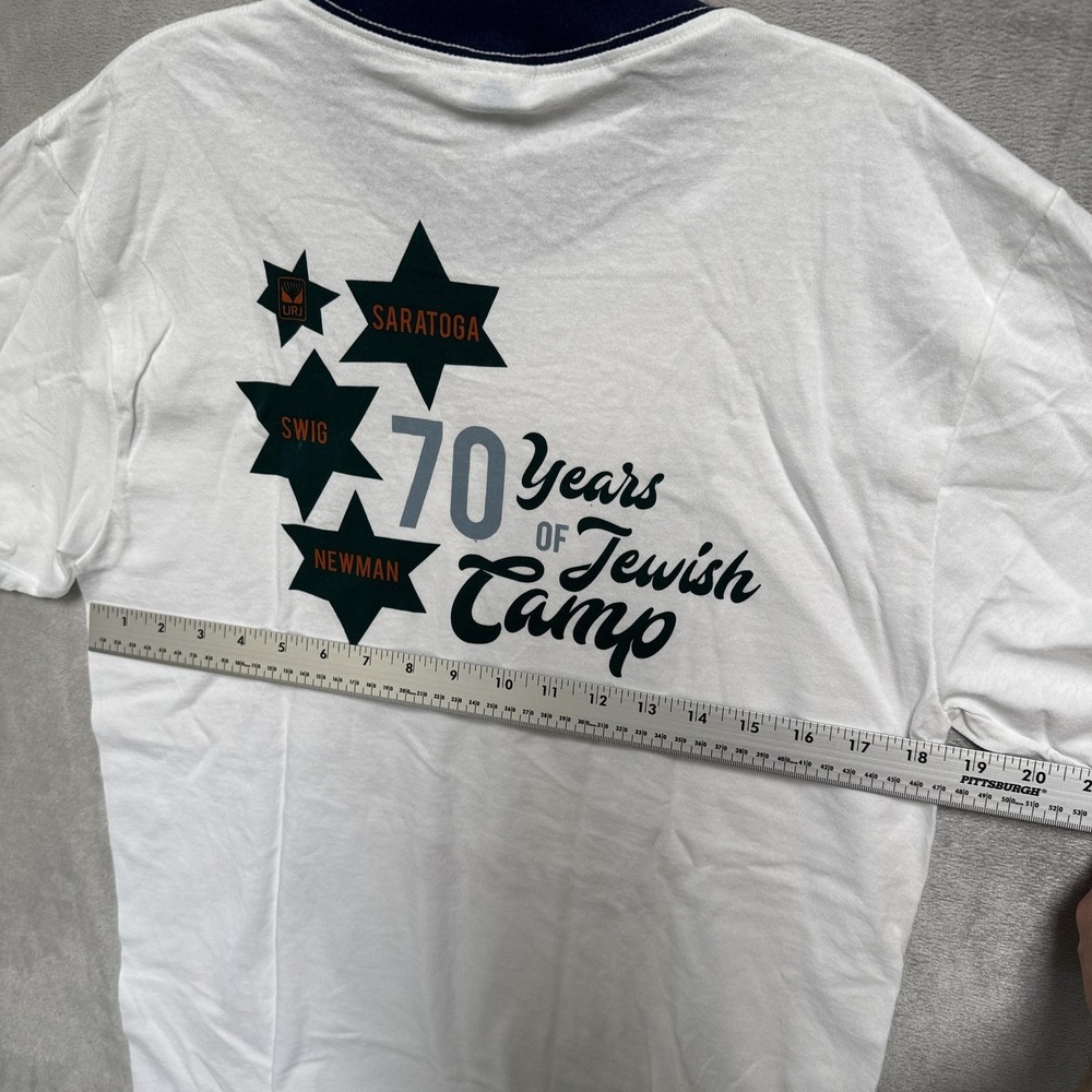 Jewish Camp Teacher Shirt Mens Medium White Port & Company Ringer Graphic - Picture 8 of 8